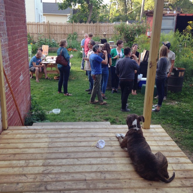 Brick + Beam put together a "Fixer Upper Supper Club" as a show, tell, and eat event. More useful and more tasty and the old "trick them into attending a meeting with cheap pizza" approach. Photo credit: Brick + Beam Detroit